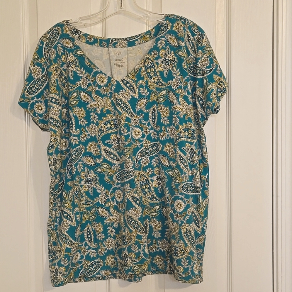 JJill Green Paisley Tee